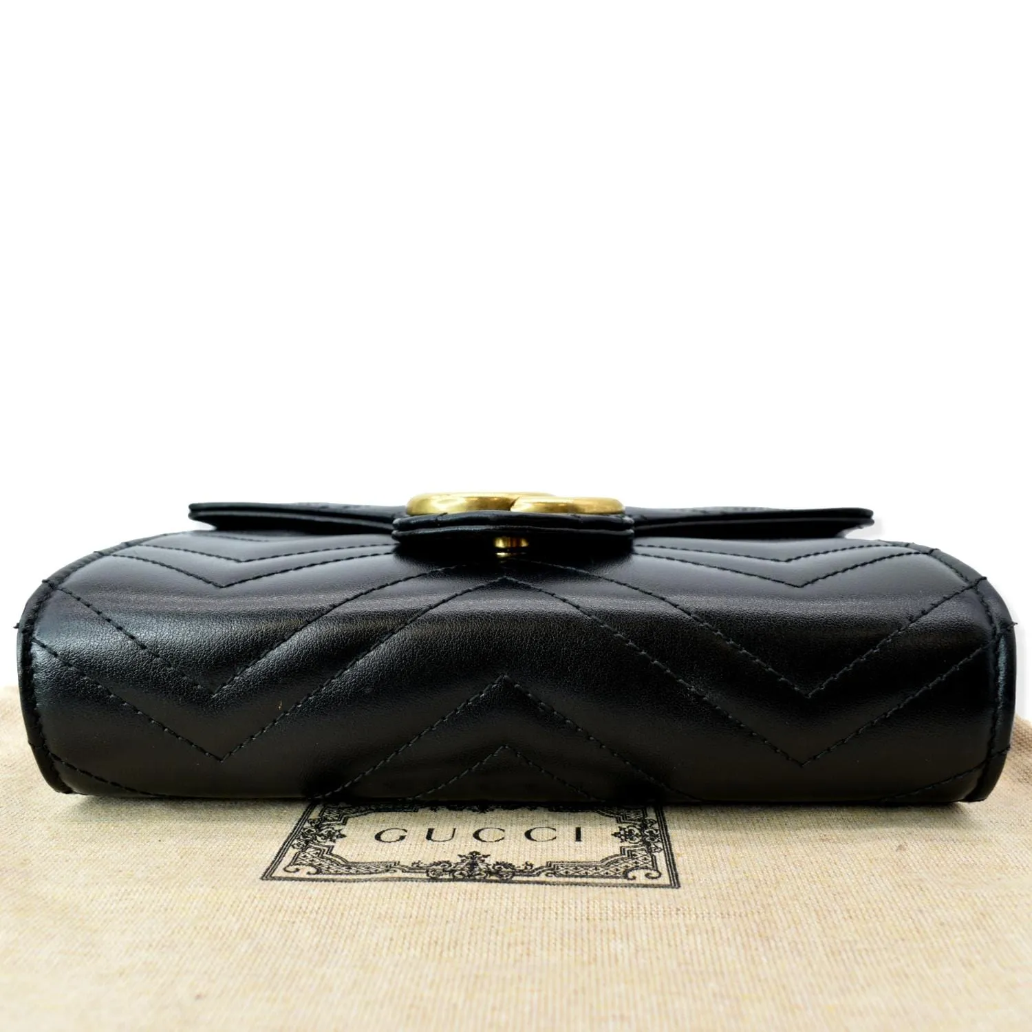 GUCCI GG Marmont Mini Matelasse Leather Crossbody Bag Black 474575