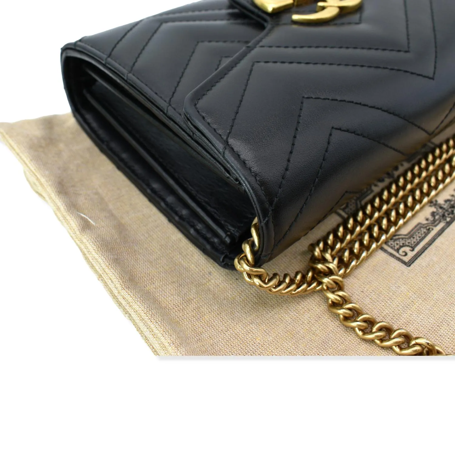 GUCCI GG Marmont Mini Matelasse Leather Crossbody Bag Black 474575