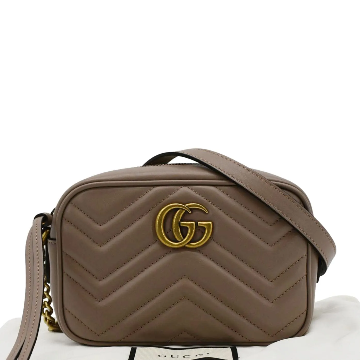 GUCCI GG Marmont Mini Matelasse Leather Crossbody Bag Dusty Pink 448065