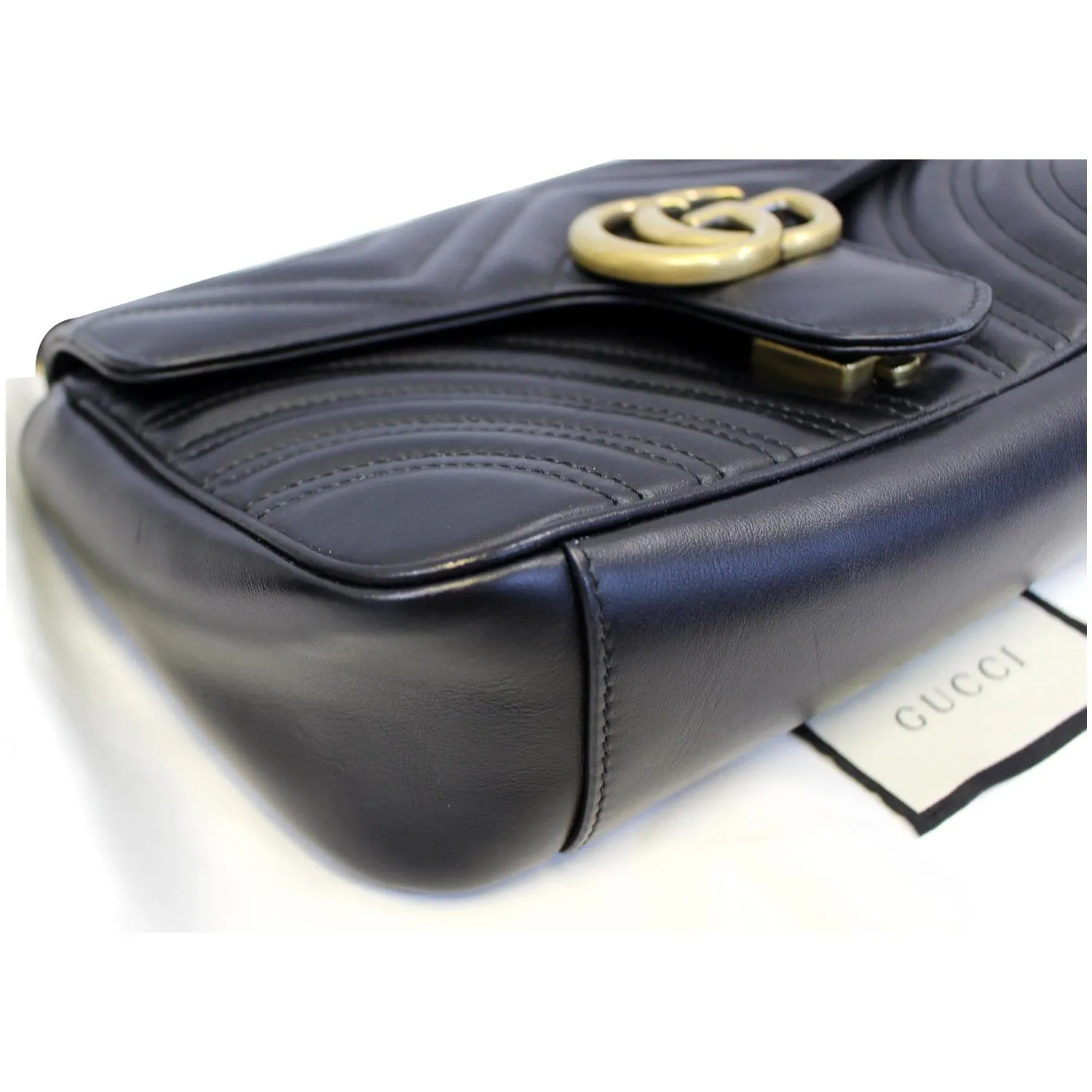 GUCCI GG Marmont Small Matelasse Leather Crossbody Bag Black