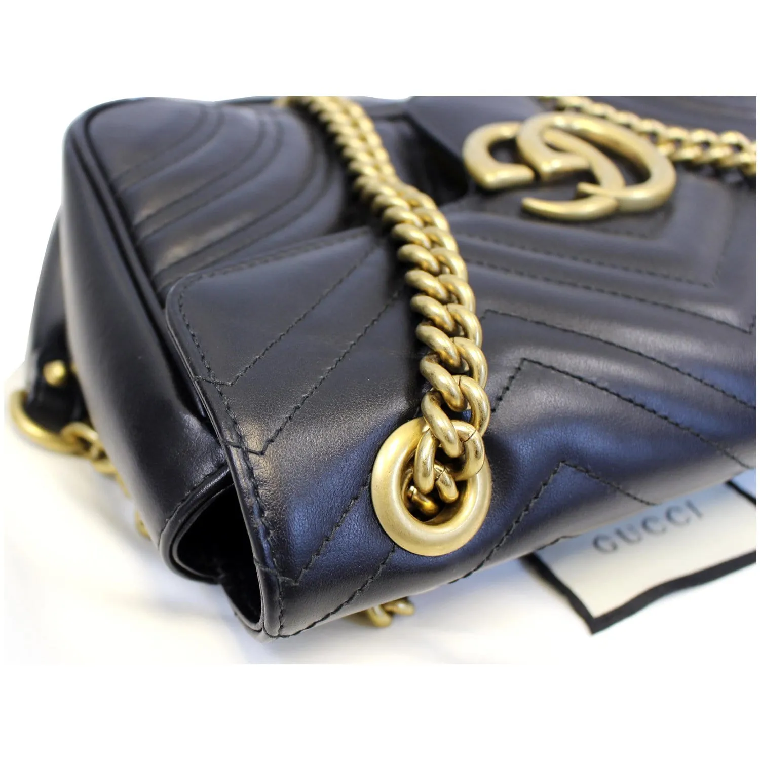 GUCCI GG Marmont Small Matelasse Leather Crossbody Bag Black