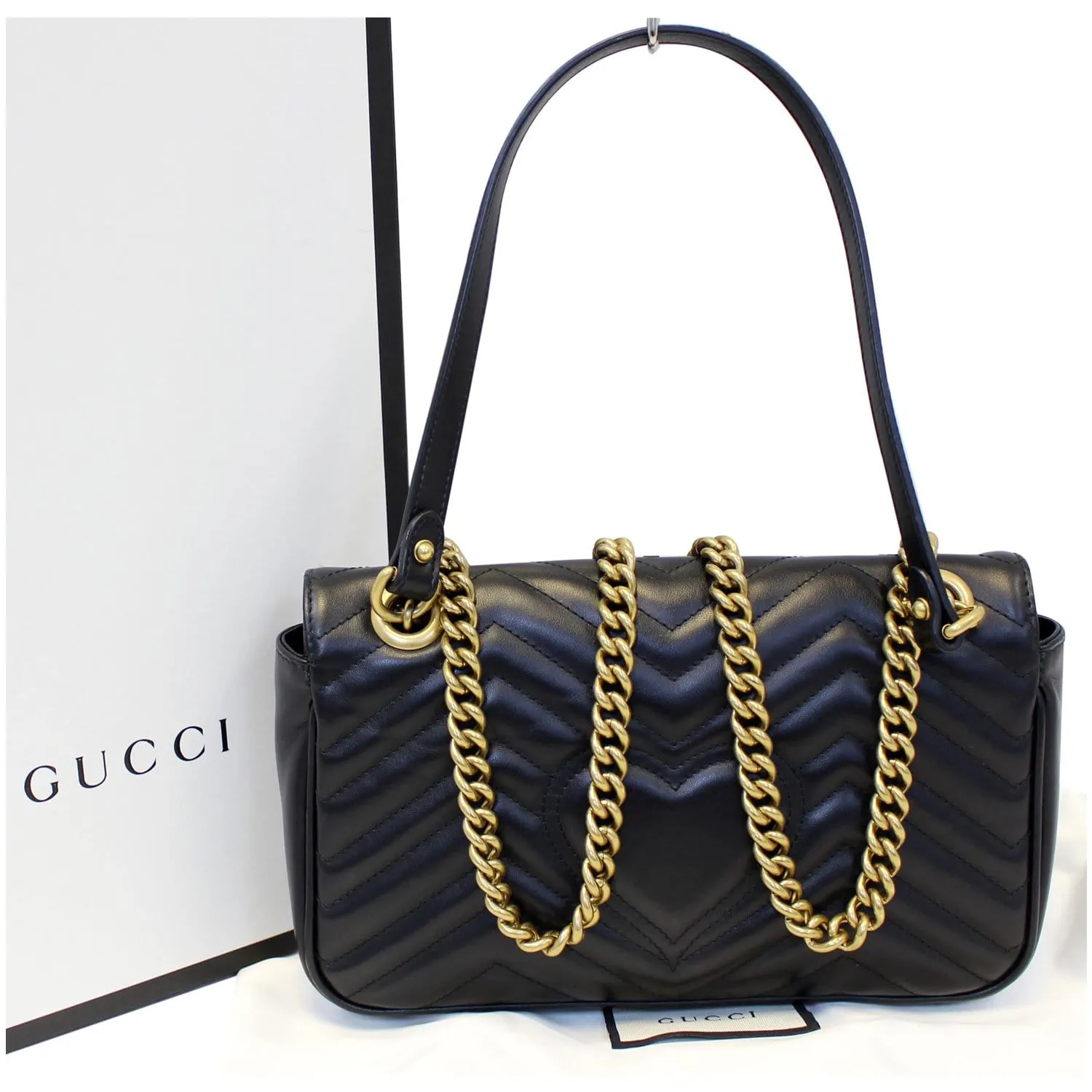 GUCCI GG Marmont Small Matelasse Leather Crossbody Bag Black