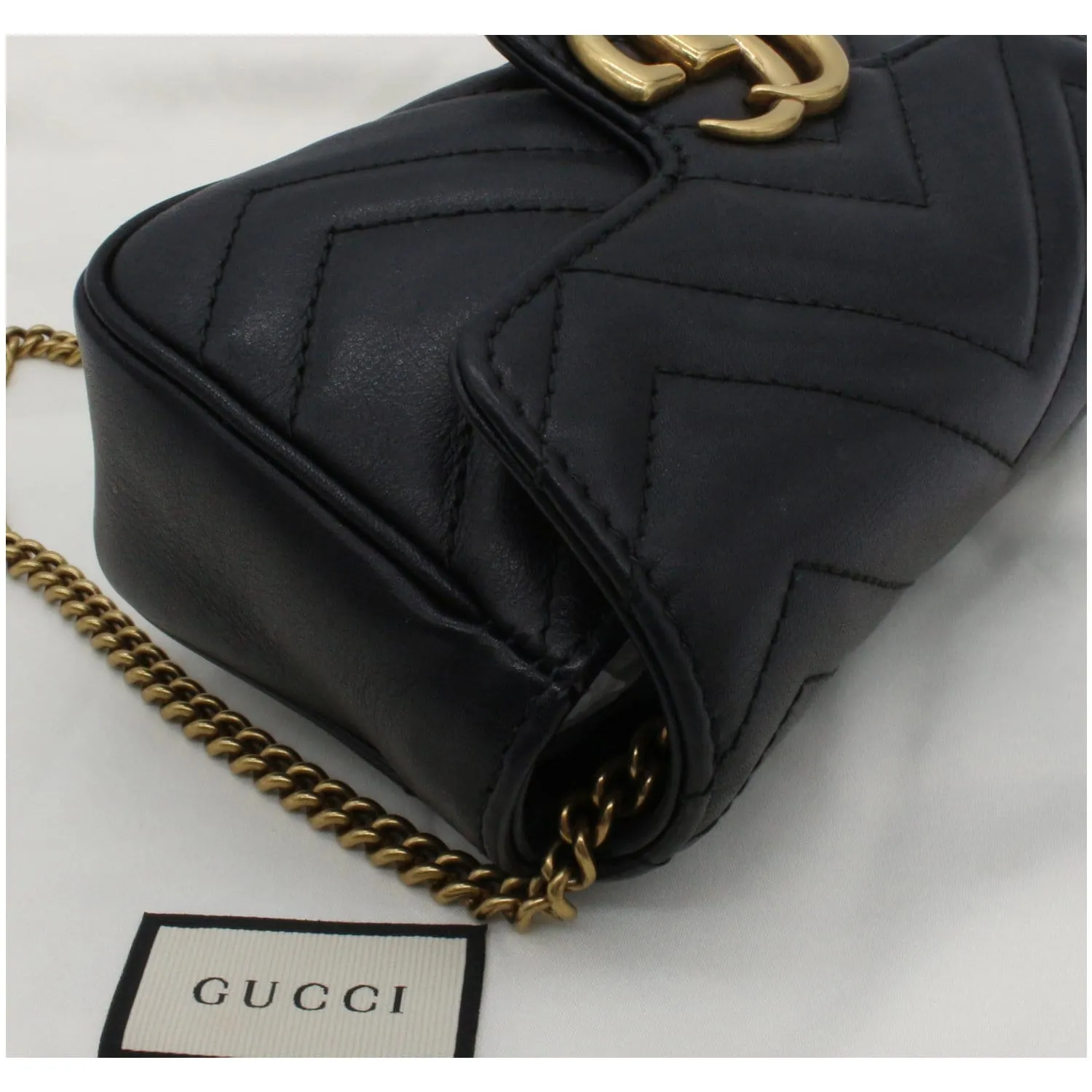 GUCCI GG Marmont Super Mini Leather Crossbody Bag Black 476433