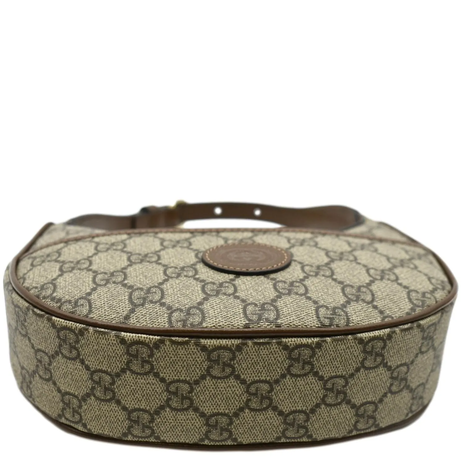 GUCCI Half Moon Mini GG Supreme Canvas Crossbody Bag Beige 726843