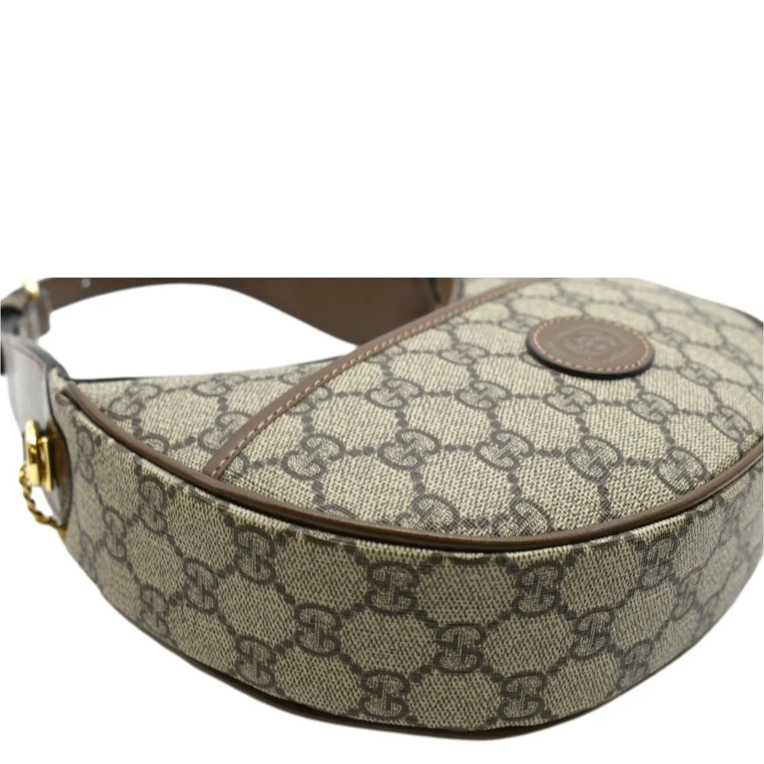 GUCCI Half Moon Mini GG Supreme Canvas Crossbody Bag Beige 726843