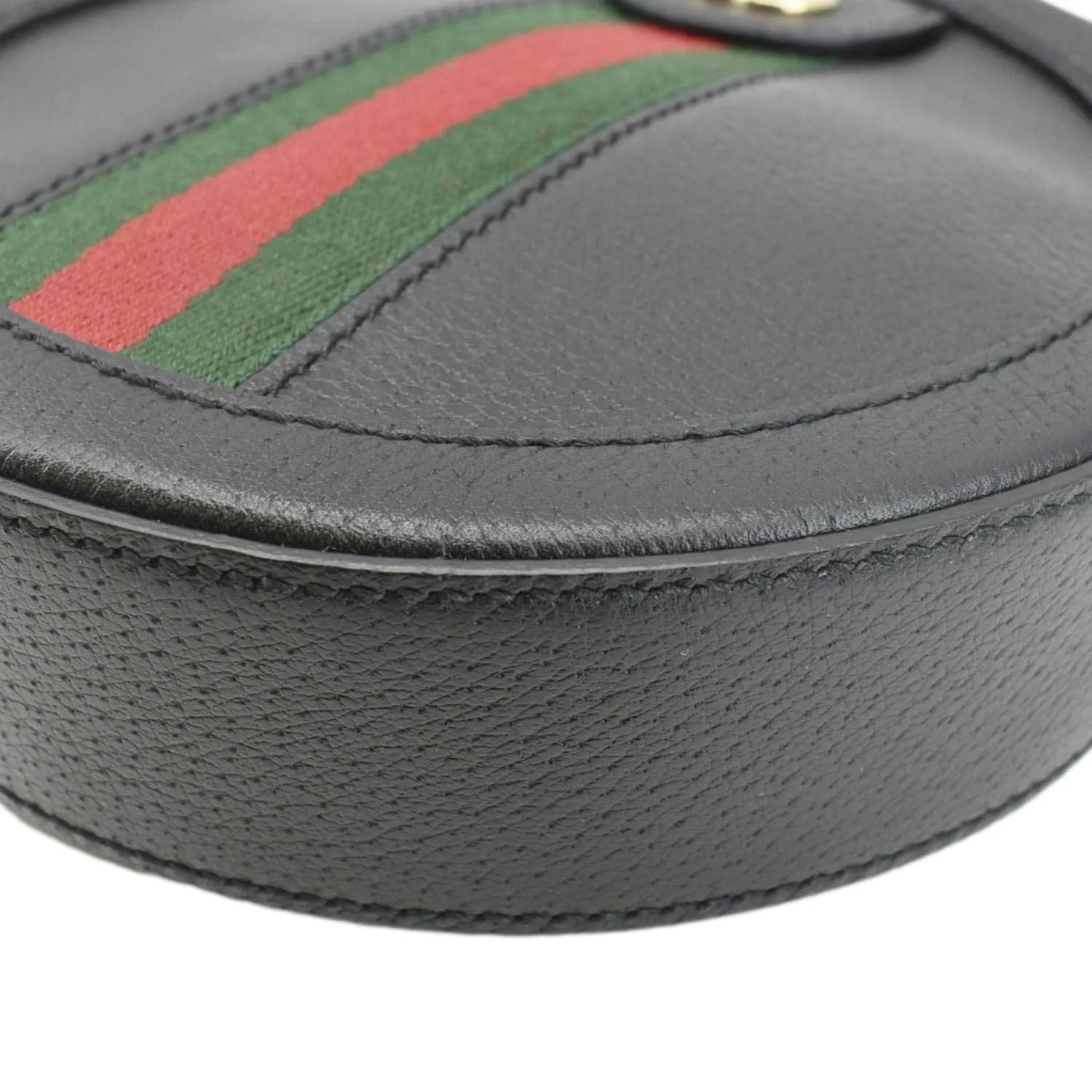GUCCI Ophidia Mini GG Round Web Leather Crossbody Bag Black 550618