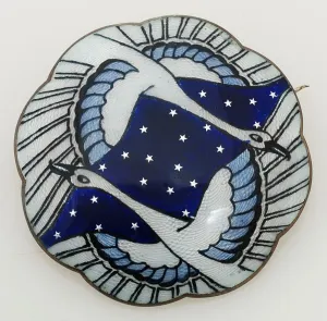 Gustav Gaudernack Guilloche Sterling Silver Brooch