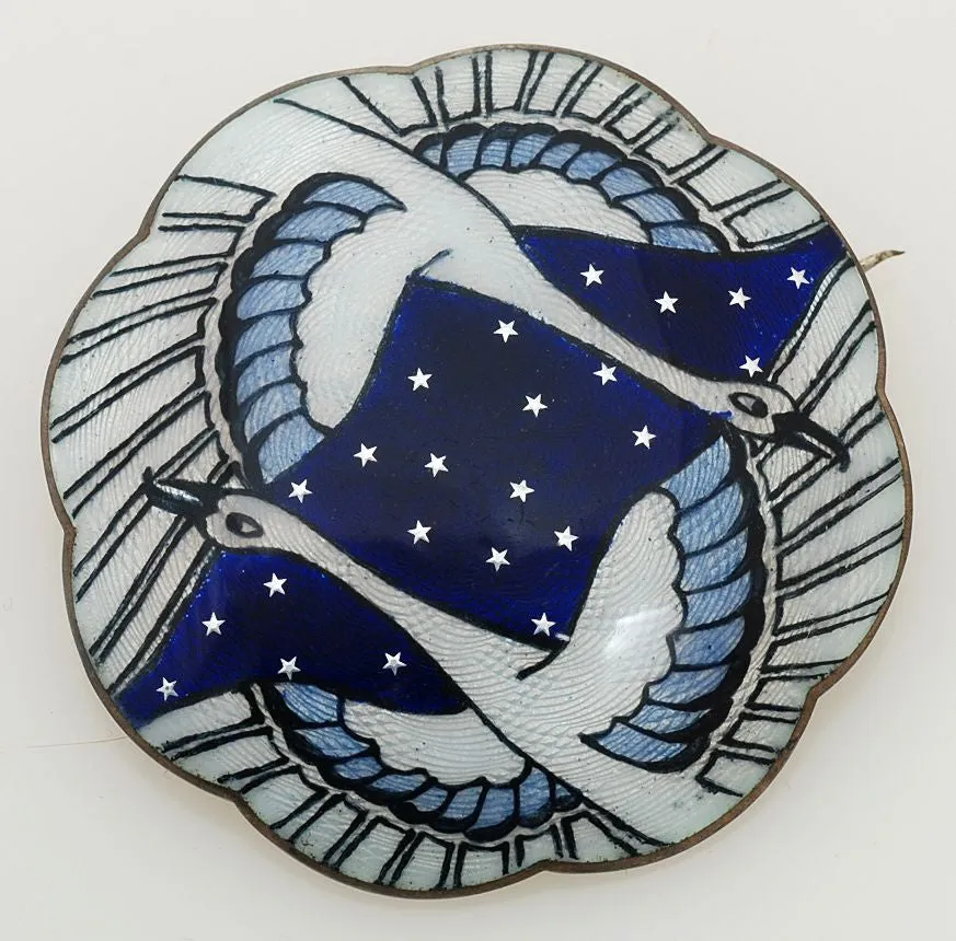 Gustav Gaudernack Guilloche Sterling Silver Brooch