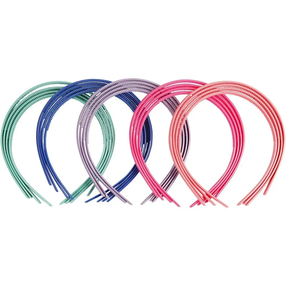 Hair Band Packs for Women - Elastic Plastic Narrow 8mm Wide White or Assorted