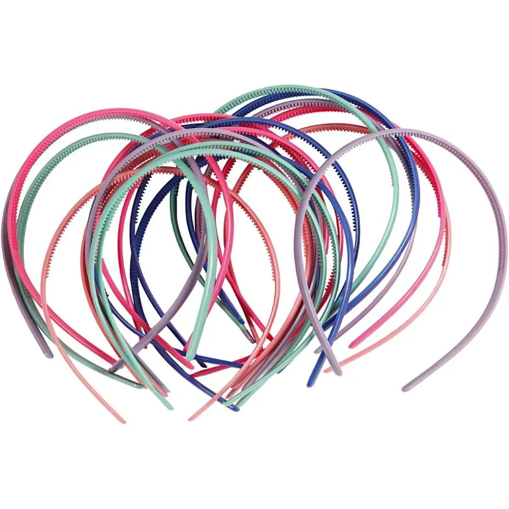 Hair Band Packs for Women - Elastic Plastic Narrow 8mm Wide White or Assorted