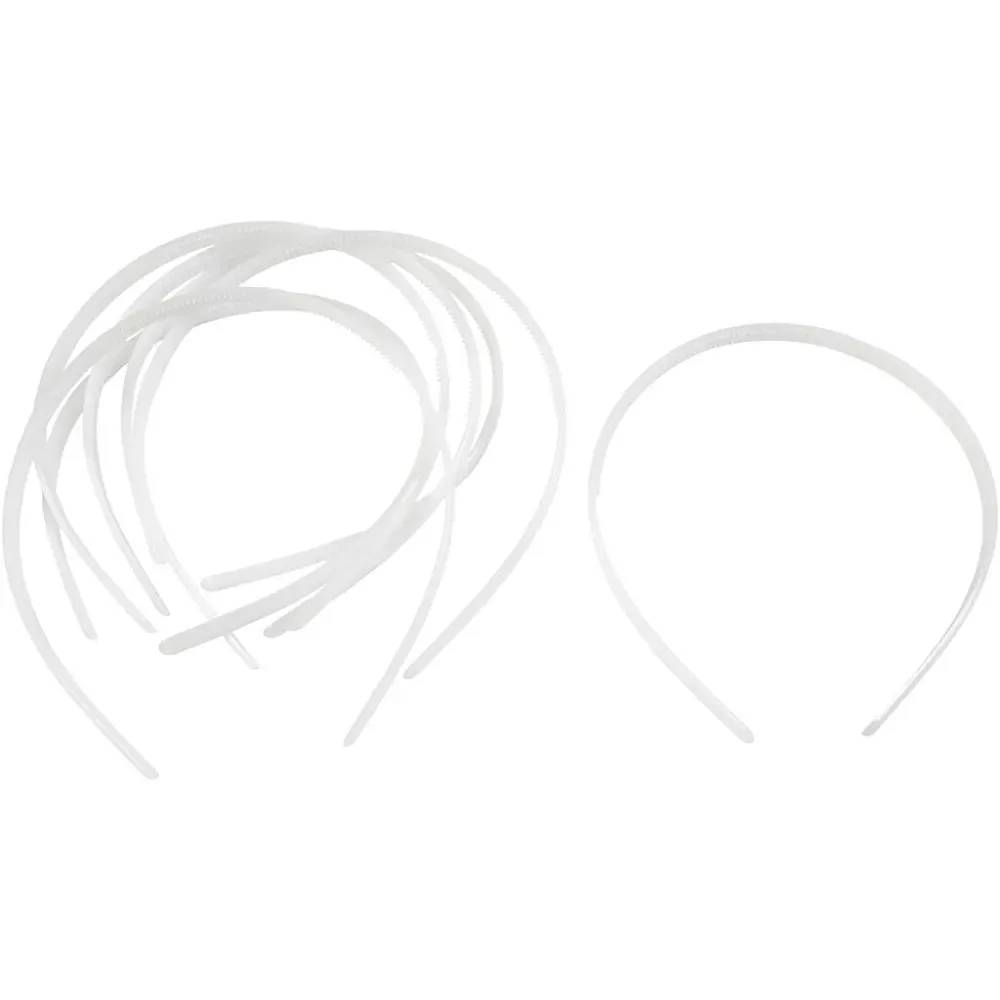Hair Band Packs for Women - Elastic Plastic Narrow 8mm Wide White or Assorted