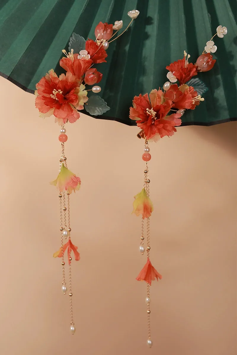 Hair Clips: Pomegranate Flower