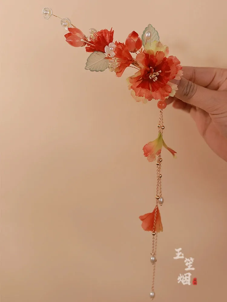 Hair Clips: Pomegranate Flower