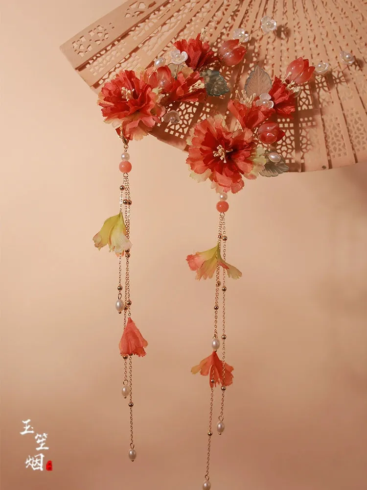 Hair Clips: Pomegranate Flower