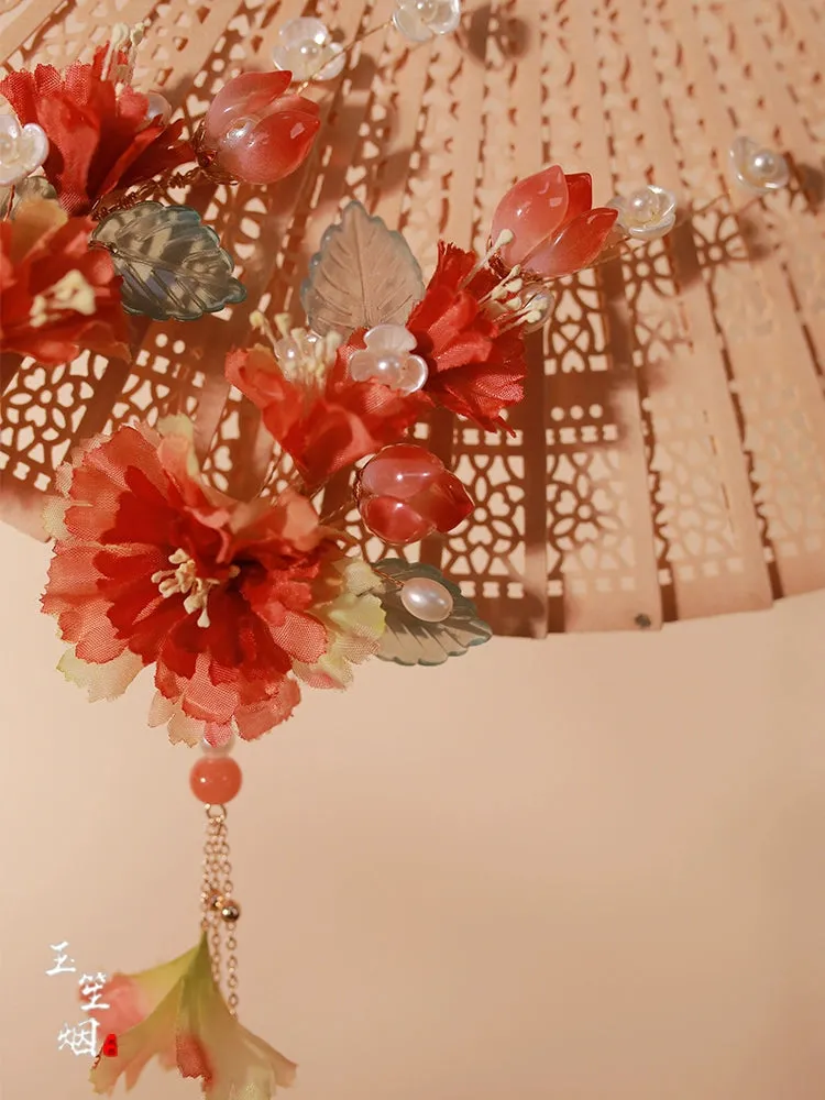 Hair Clips: Pomegranate Flower