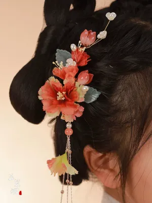 Hair Clips: Pomegranate Flower