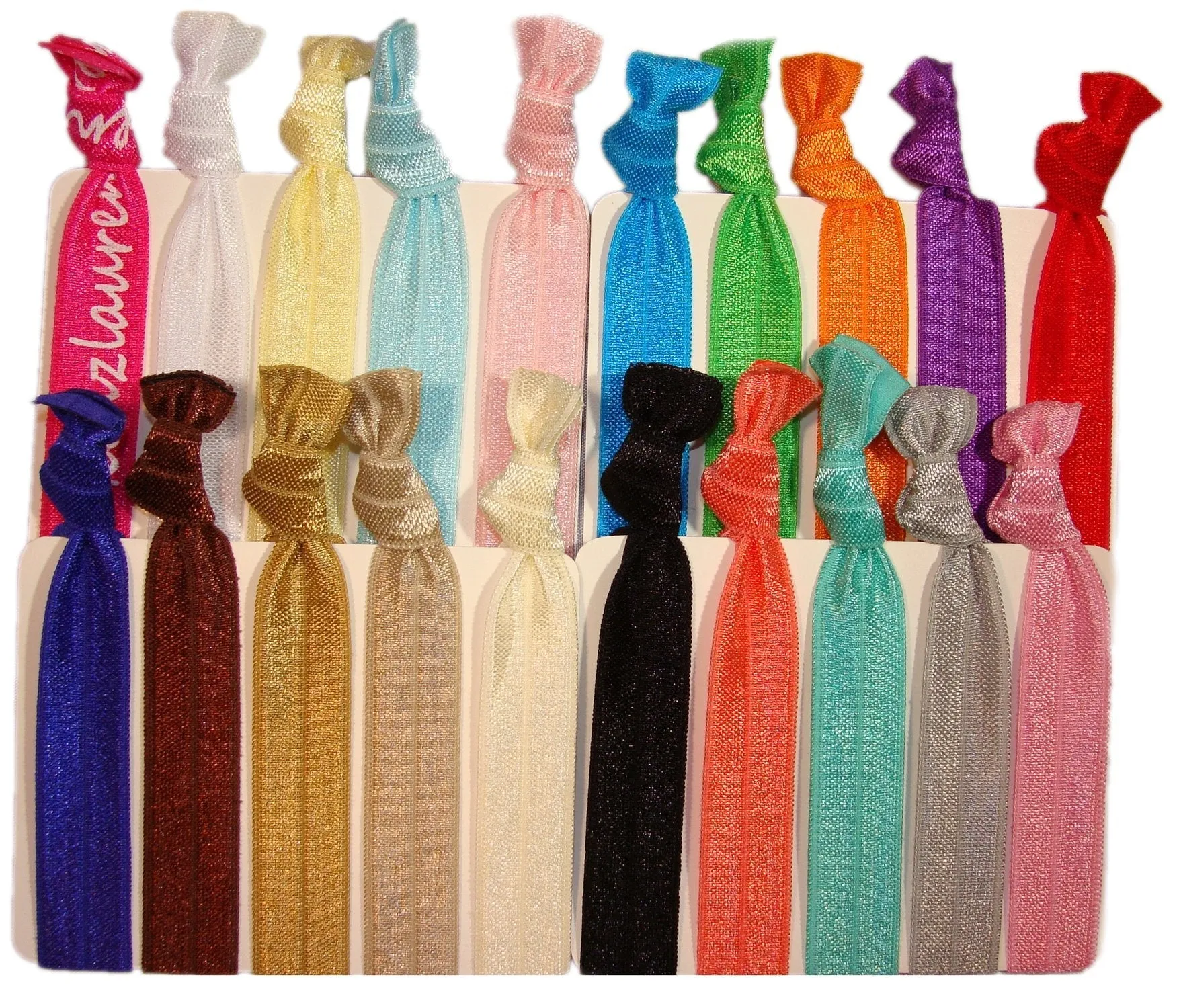 Hair Ties Ponytail Holders - 20 Pack"Solid Assortment" No Crease Ouchless Elastic Styling Accessories Pony Tail Holder Ribbon Bands - By Kenz Laurenz