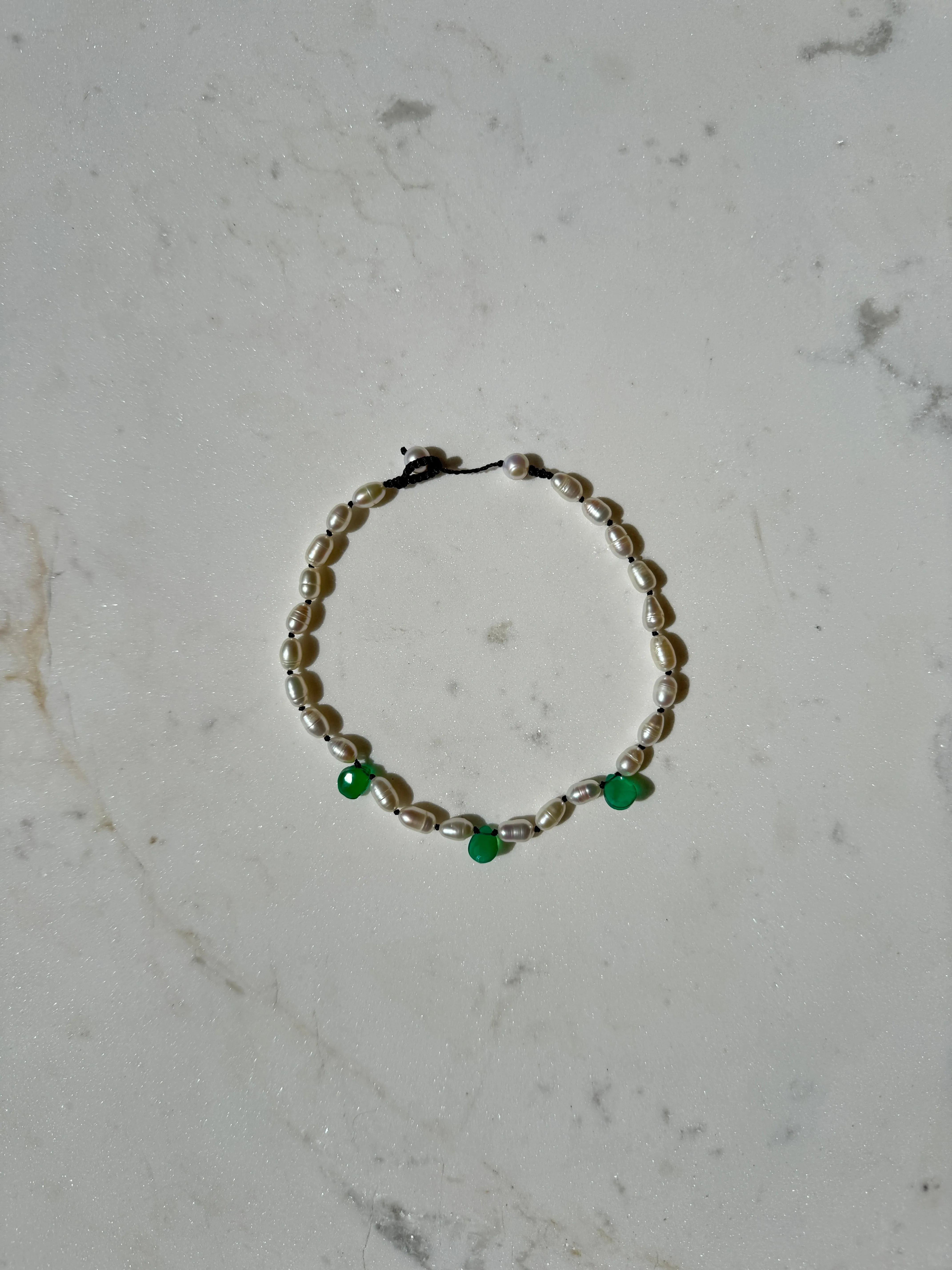 Hand Knotted Gem & Pearl Anklet