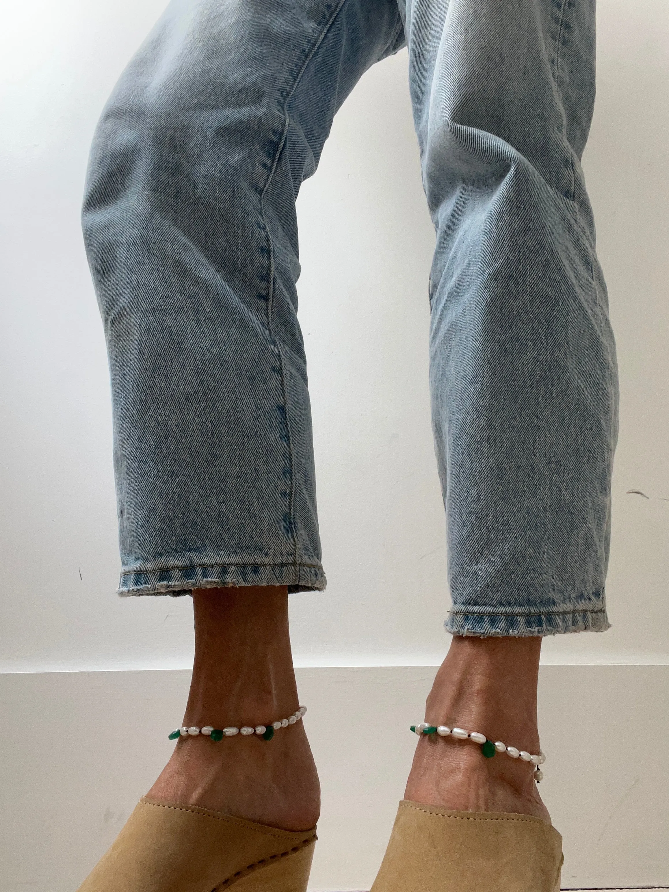 Hand Knotted Gem & Pearl Anklet
