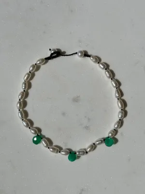Hand Knotted Gem & Pearl Anklet