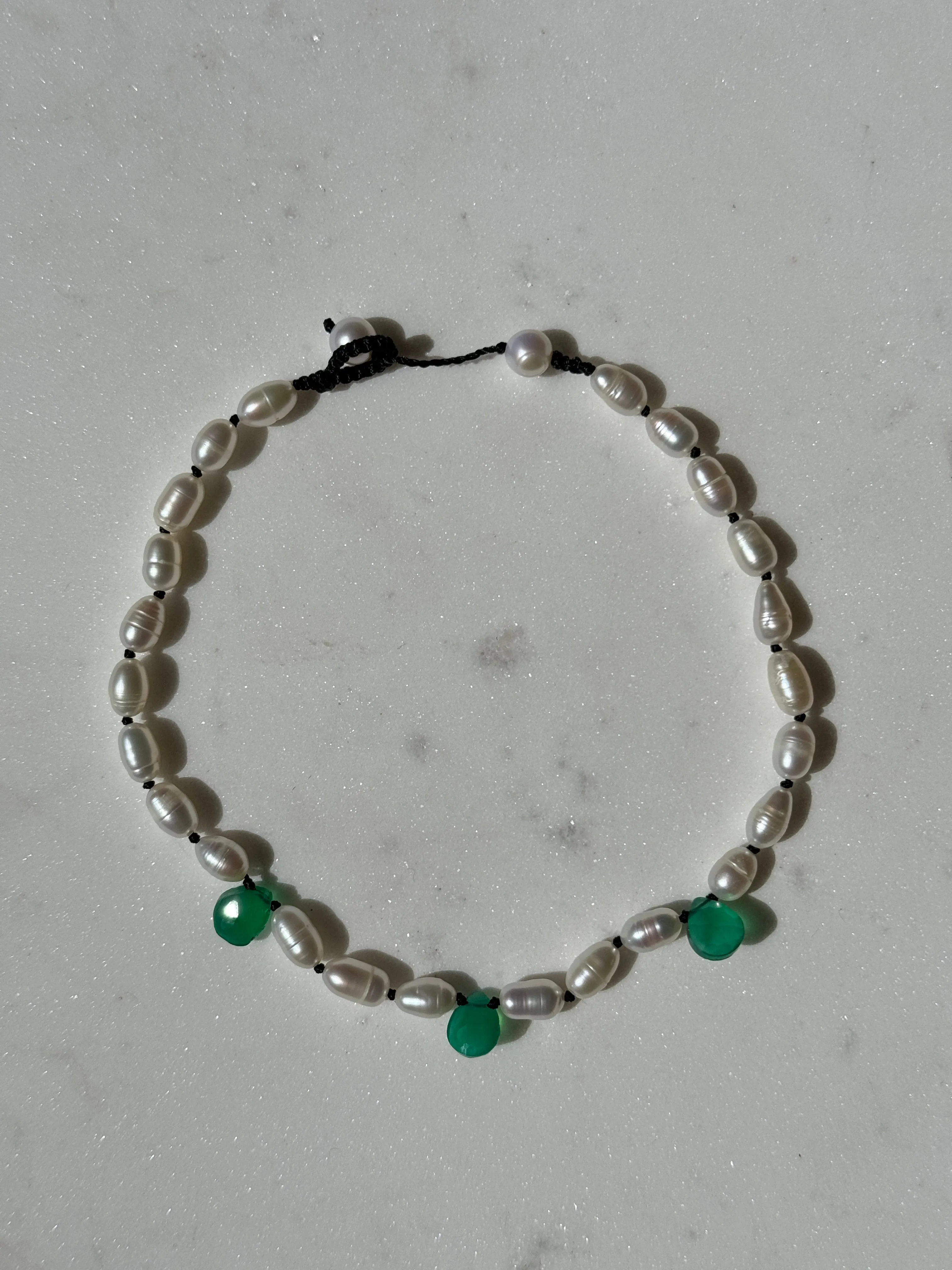 Hand Knotted Gem & Pearl Anklet