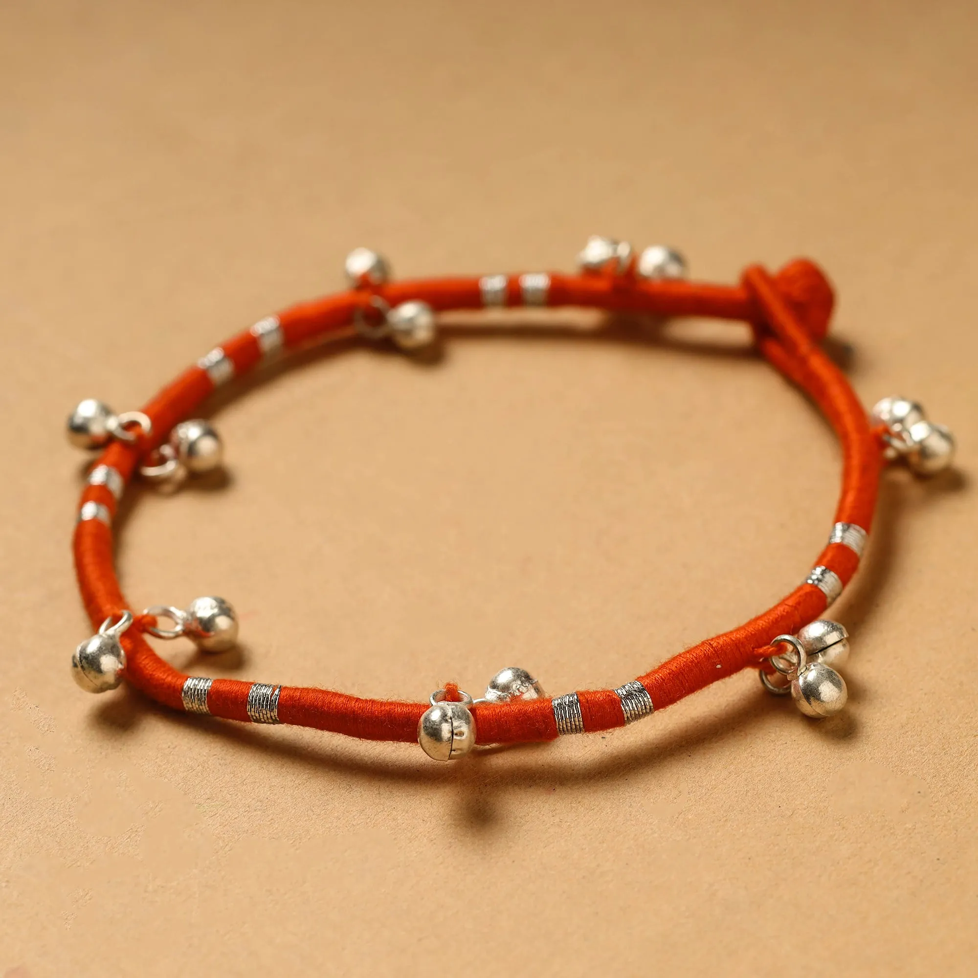 Handcrafted Patwa Thread & Ghungroo Work Anklet 31
