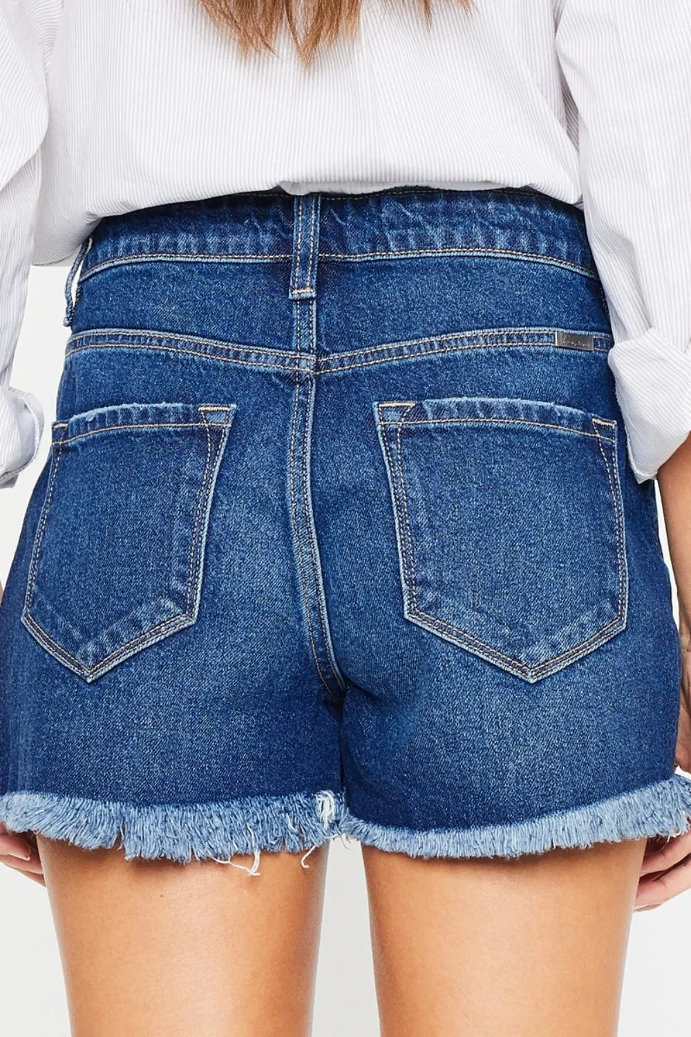 Hazel Blues® |  Kancan High Rise Frayed Hem Denim Shorts