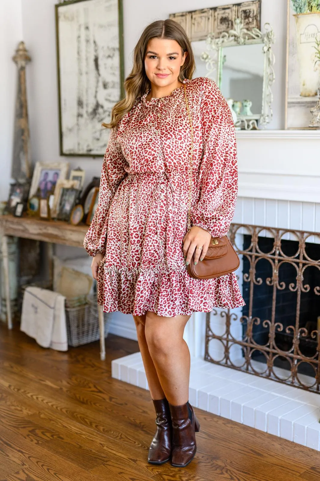 Hazel Blues® | Rayven Animal Print Dress in Burgundy