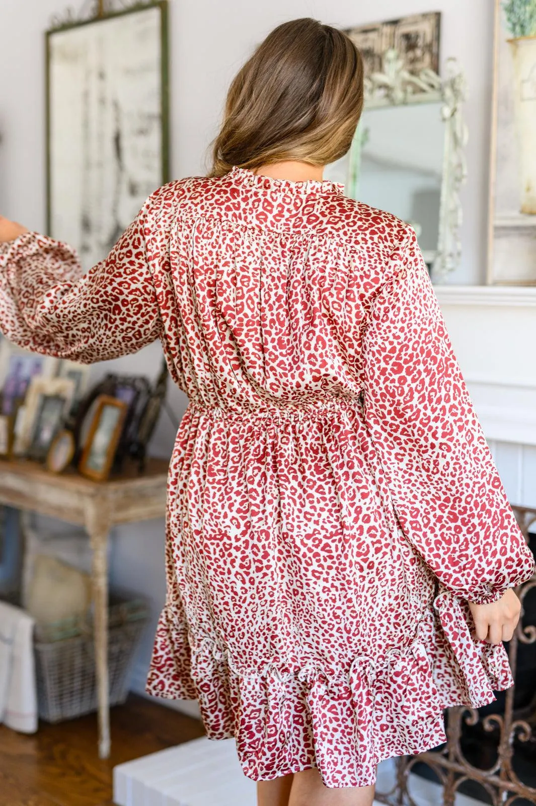 Hazel Blues® | Rayven Animal Print Dress in Burgundy