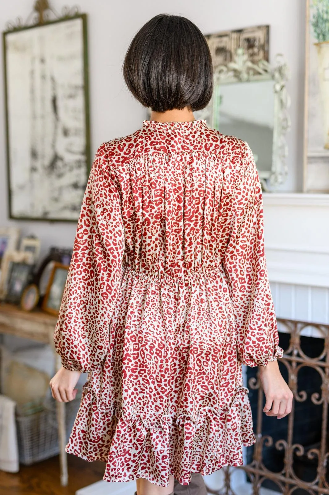 Hazel Blues® | Rayven Animal Print Dress in Burgundy