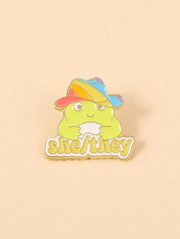 He/Him Frog Pin