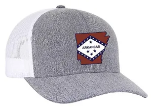 Heritage Pride Embroidered State Flag Mesh Back Trucker Hat-Arkansas