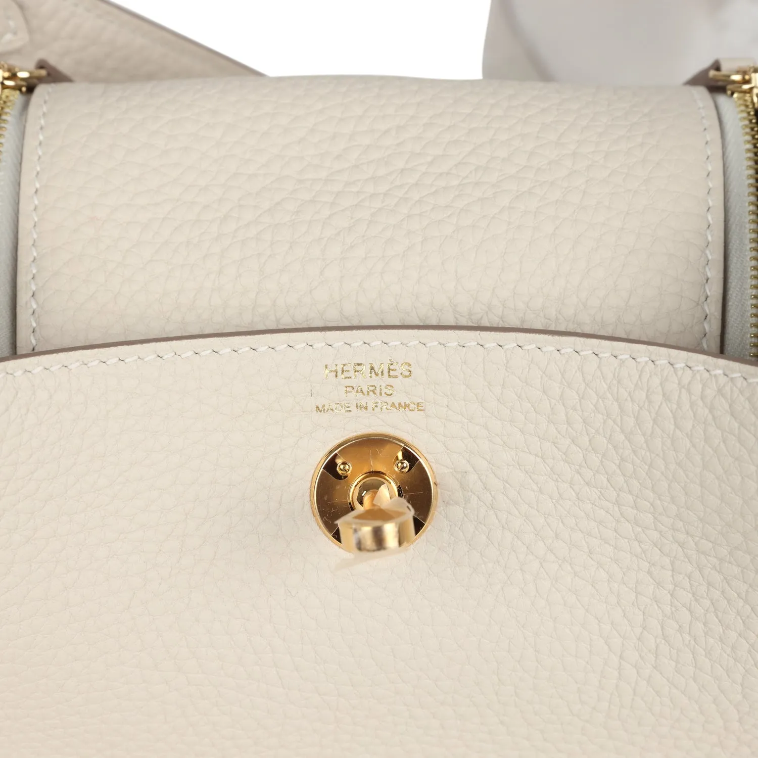 Hermes Mini Lindy Craie Clemence Gold Hardware