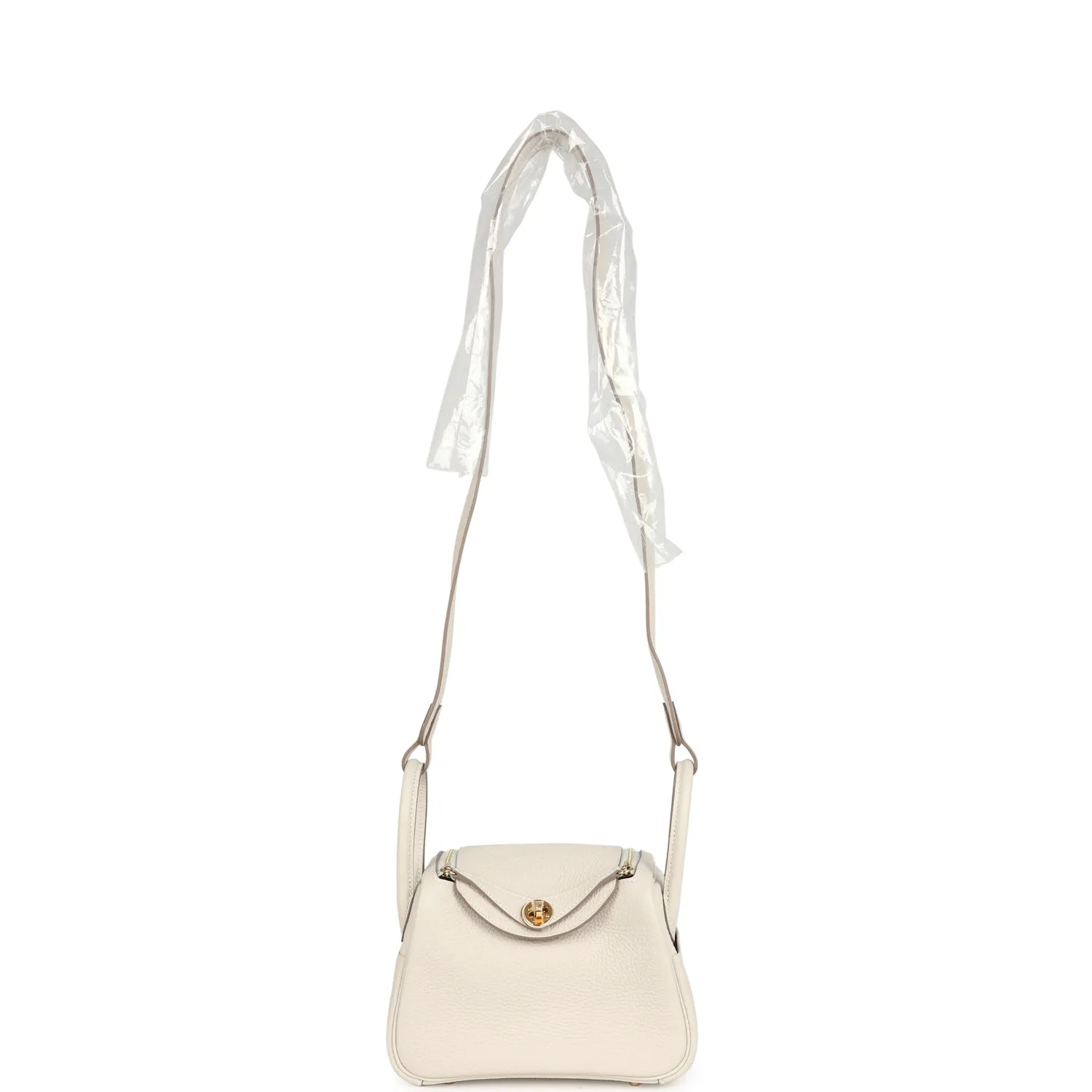 Hermes Mini Lindy Craie Clemence Gold Hardware