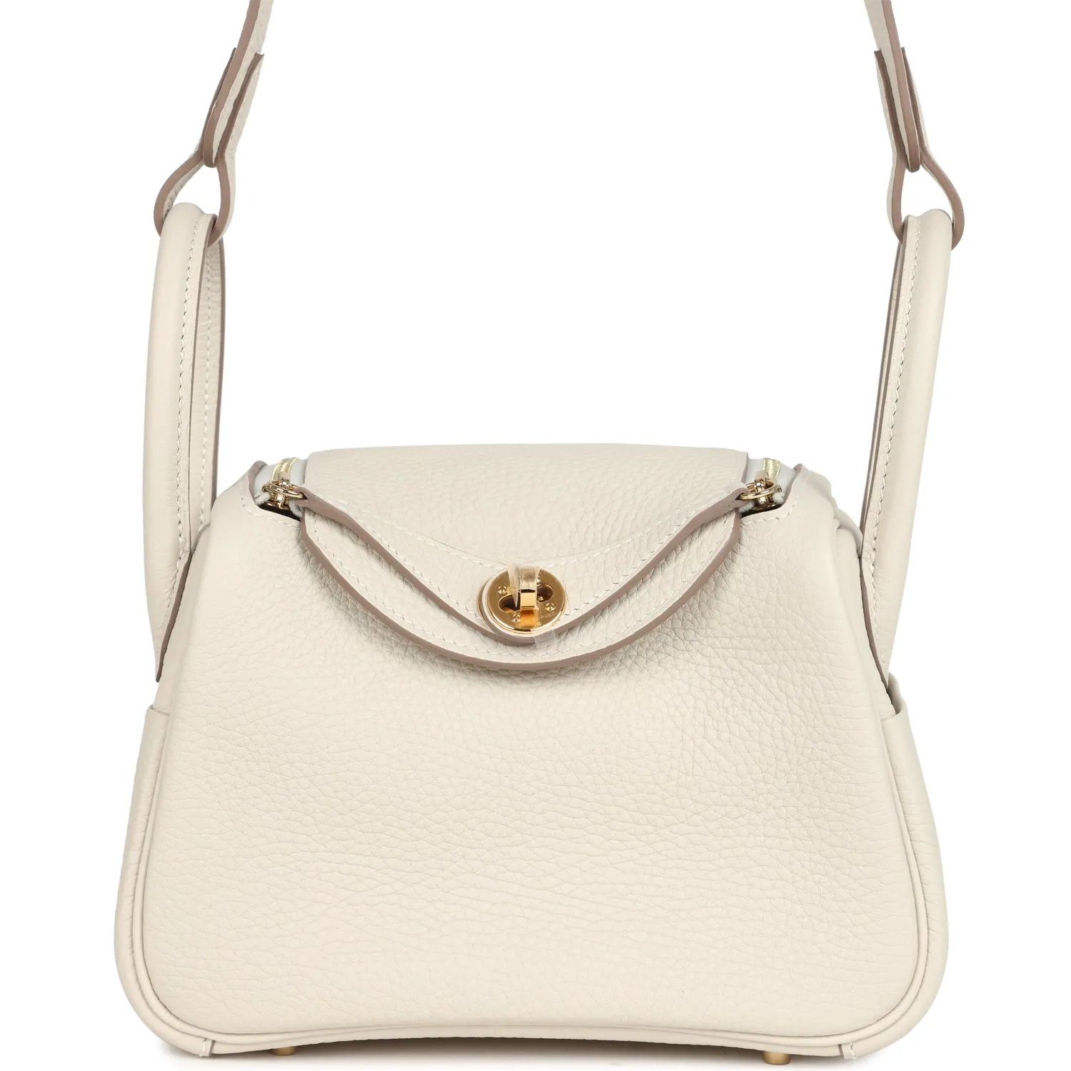 Hermes Mini Lindy Craie Clemence Gold Hardware