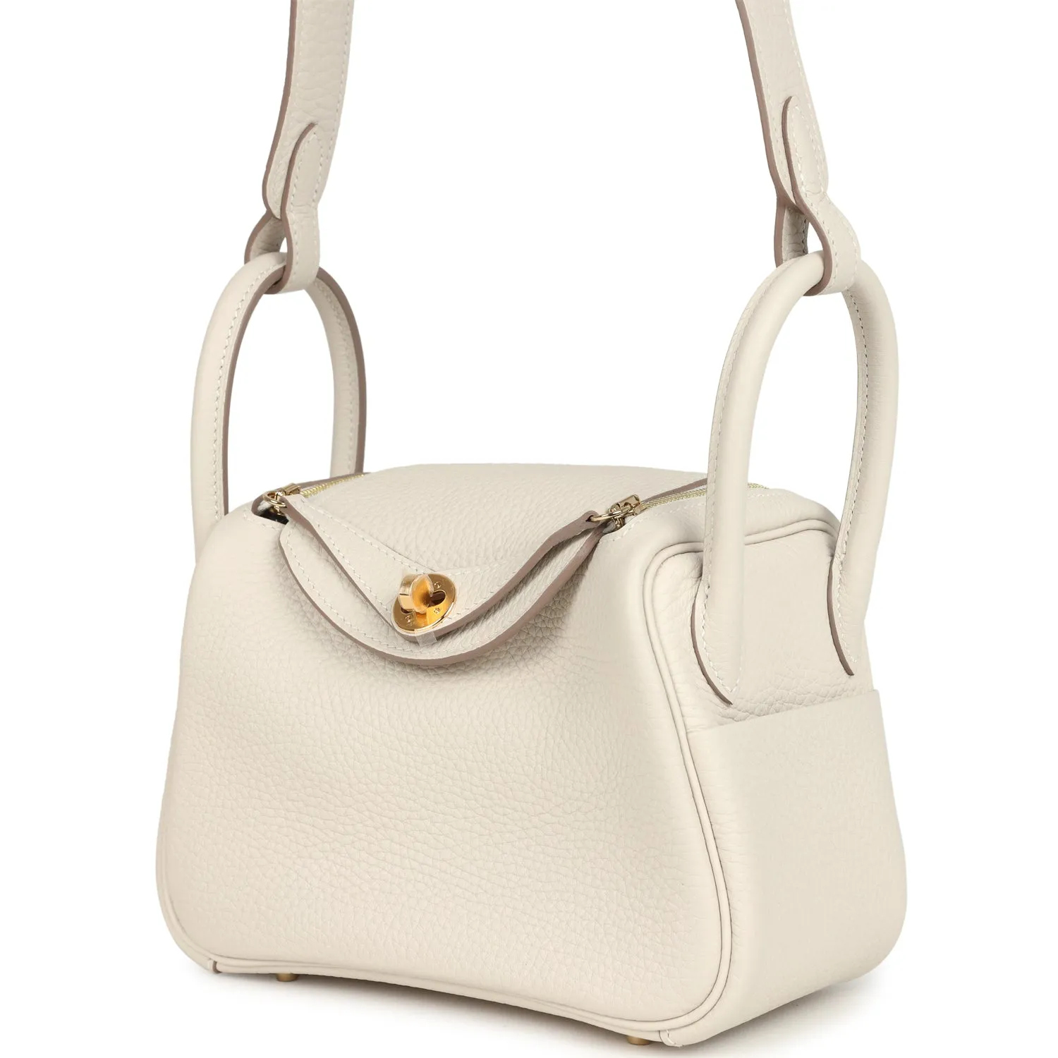 Hermes Mini Lindy Craie Clemence Gold Hardware