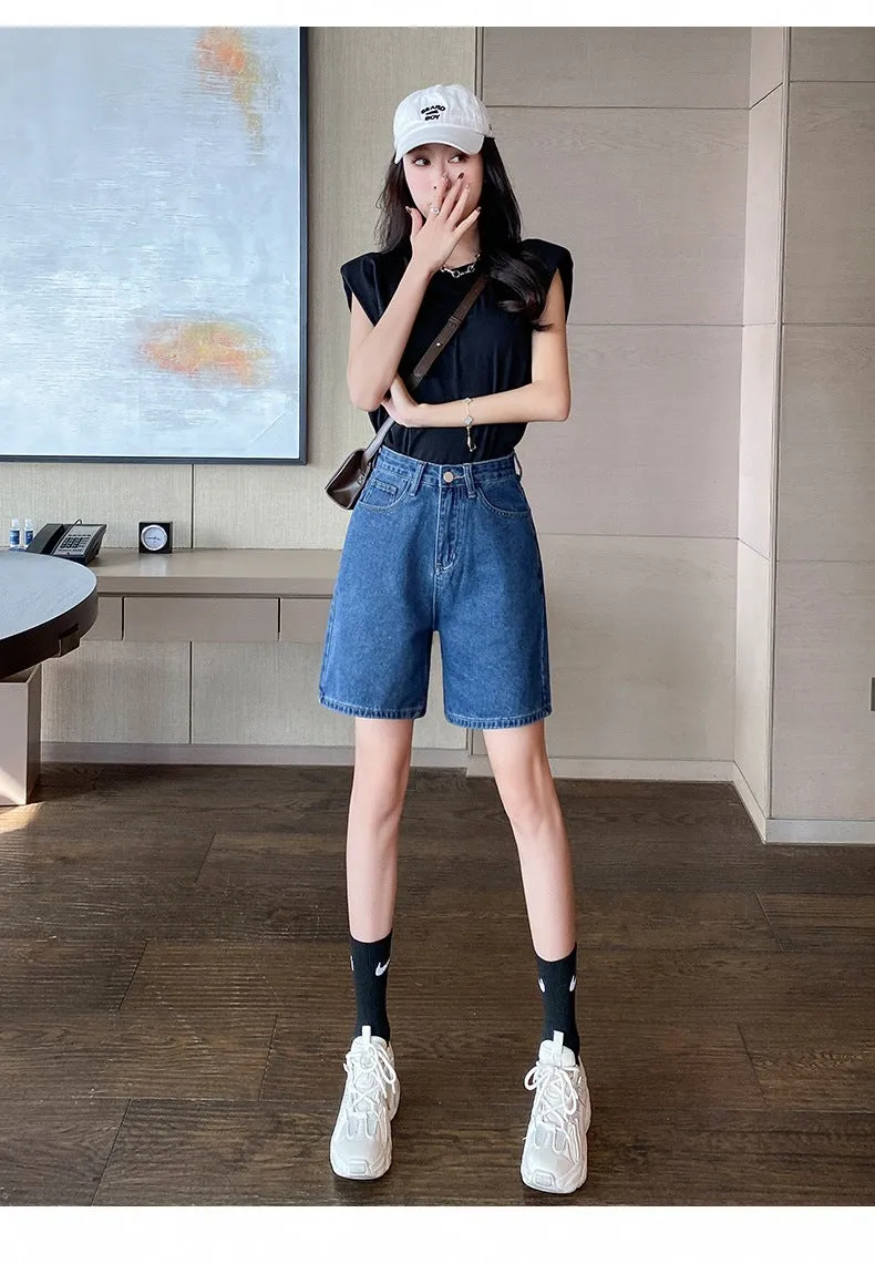 High-rise denim shorts-D813 | Inspanda