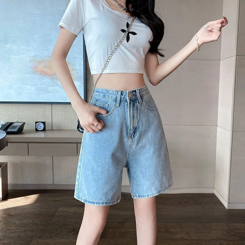 High-rise denim shorts-D813 | Inspanda
