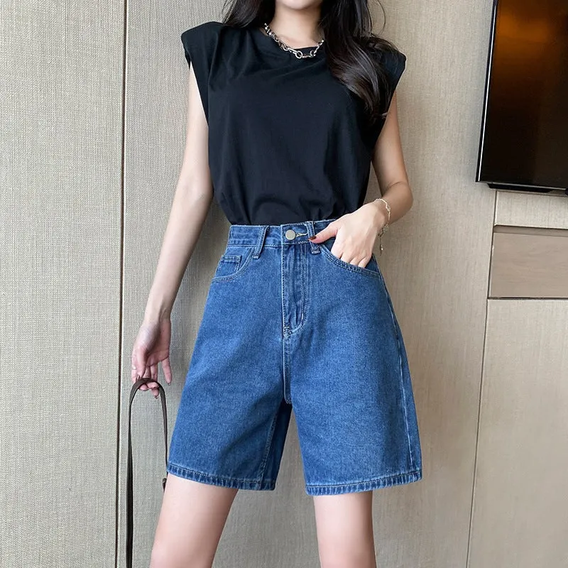 High-rise denim shorts-D813 | Inspanda