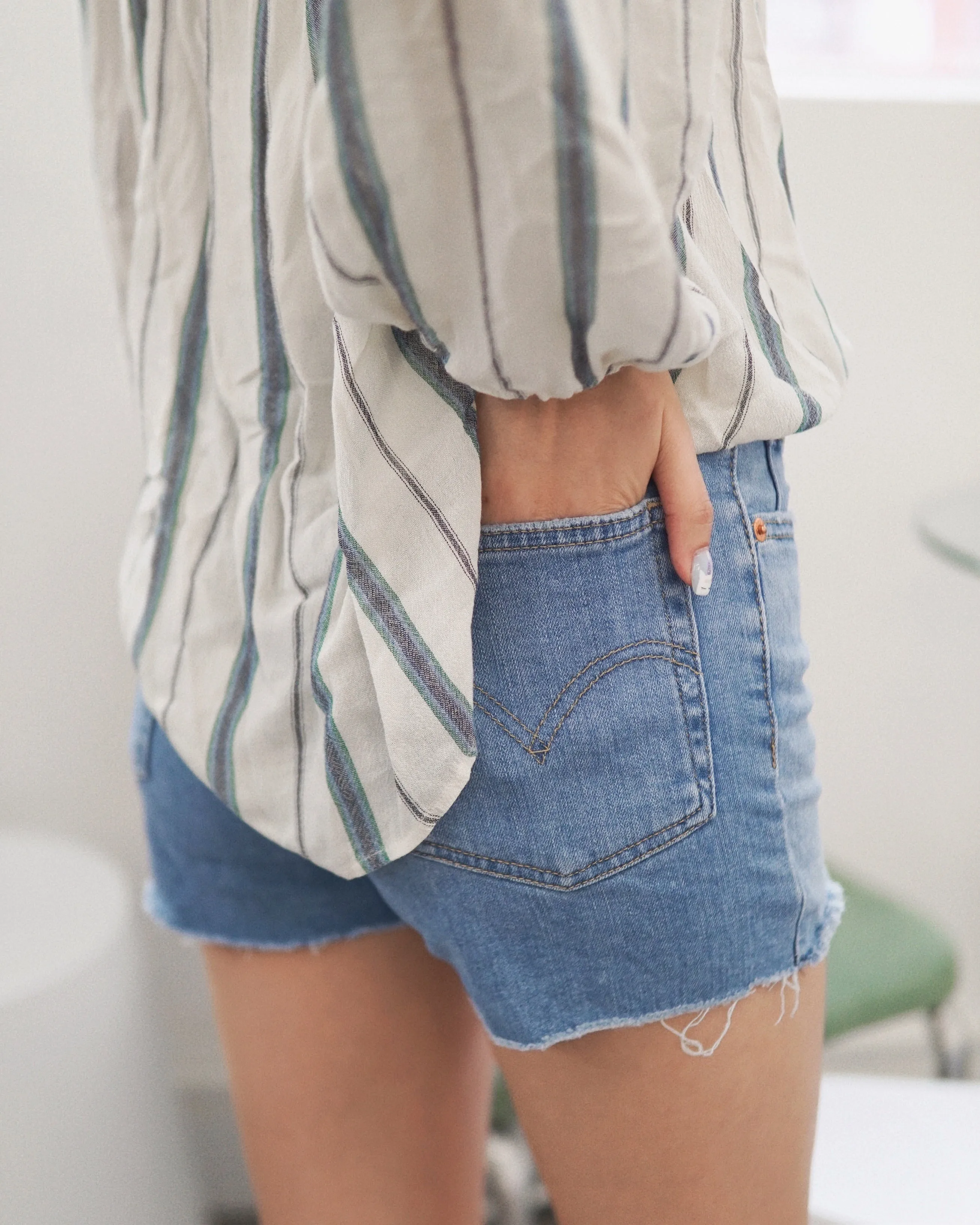 High Rise Denim Shorts