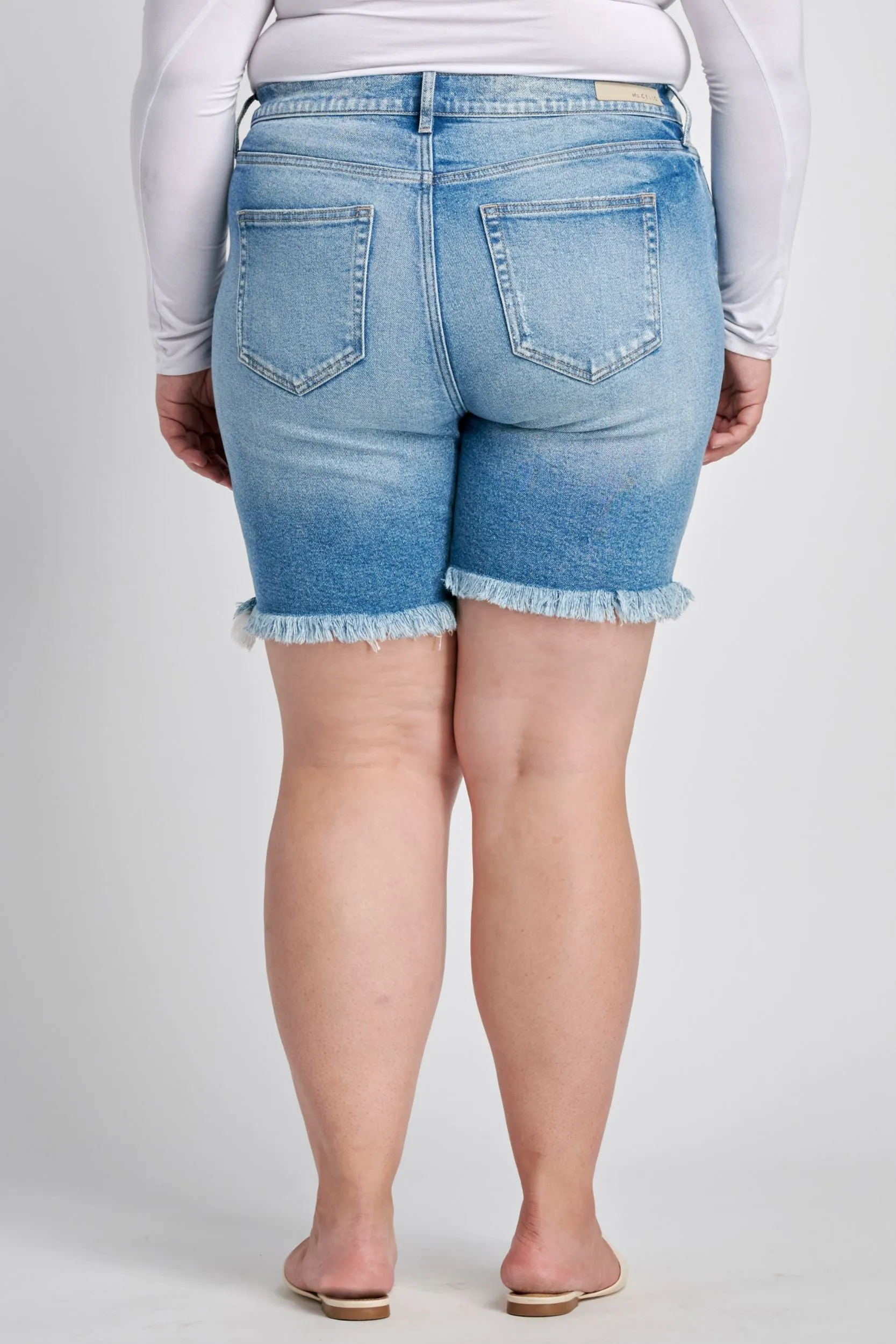High Rise Frayed Shorts plus sizes