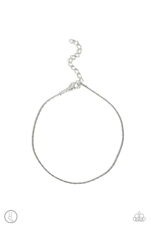 High-Tech Texture Silver Ankle Bracelet Paparazzi