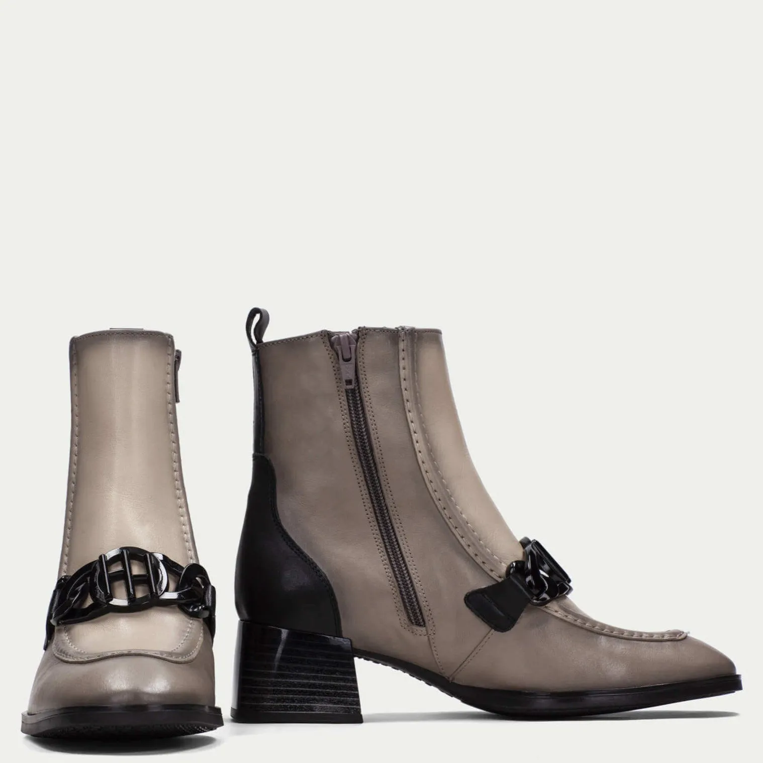 Hispanitas Grey Leather Ankle Boots