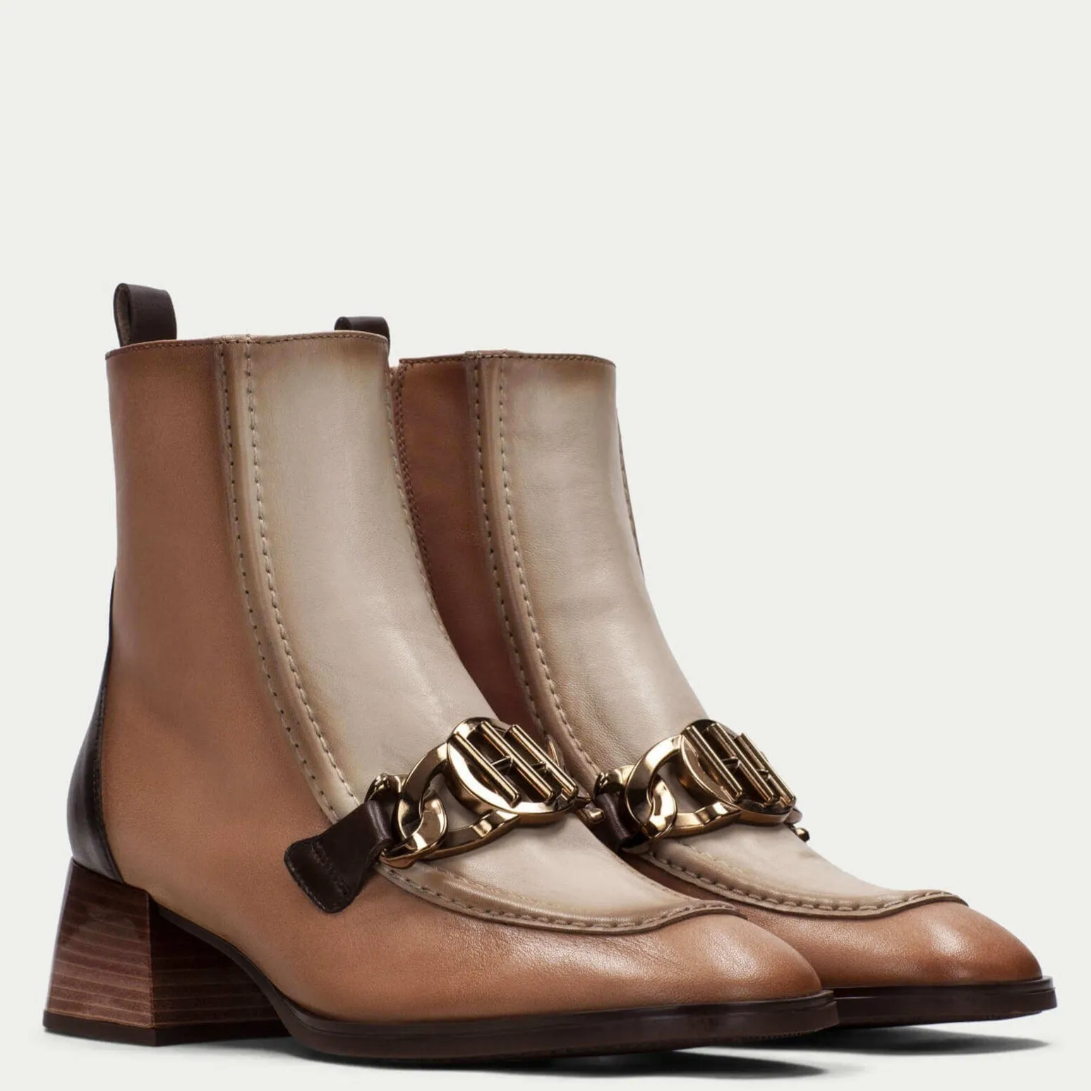Hispanitas Neutral Leather Ankle Boots