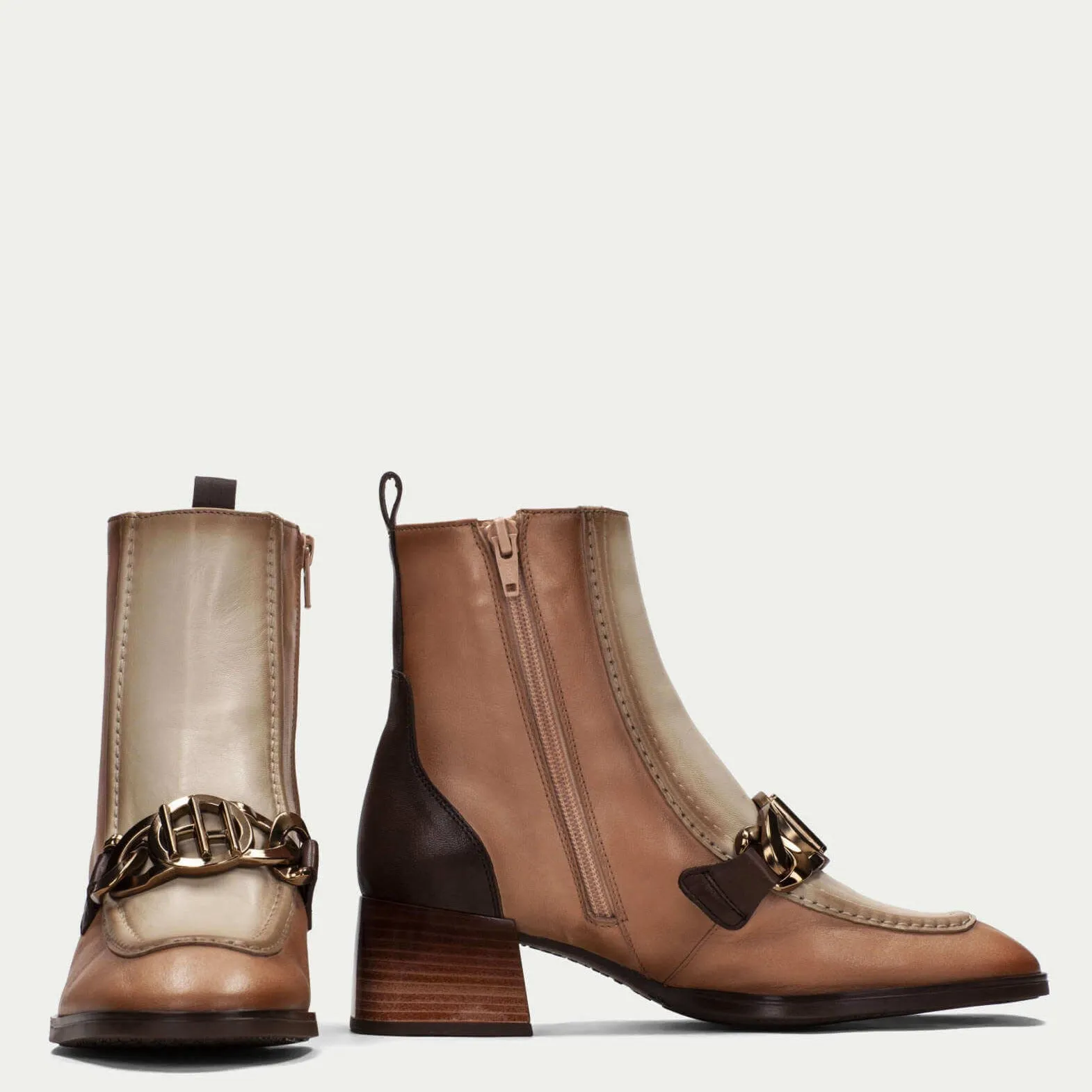 Hispanitas Neutral Leather Ankle Boots