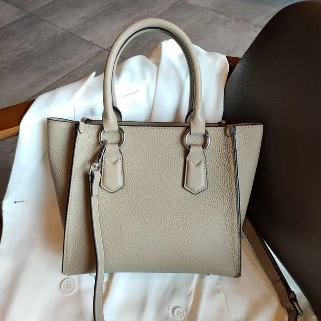 Hit Color Blue Large Office Girl Trapeze Tote Thick Cowhide Leather Women