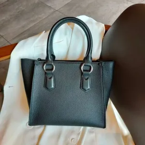 Hit Color Blue Large Office Girl Trapeze Tote Thick Cowhide Leather Women