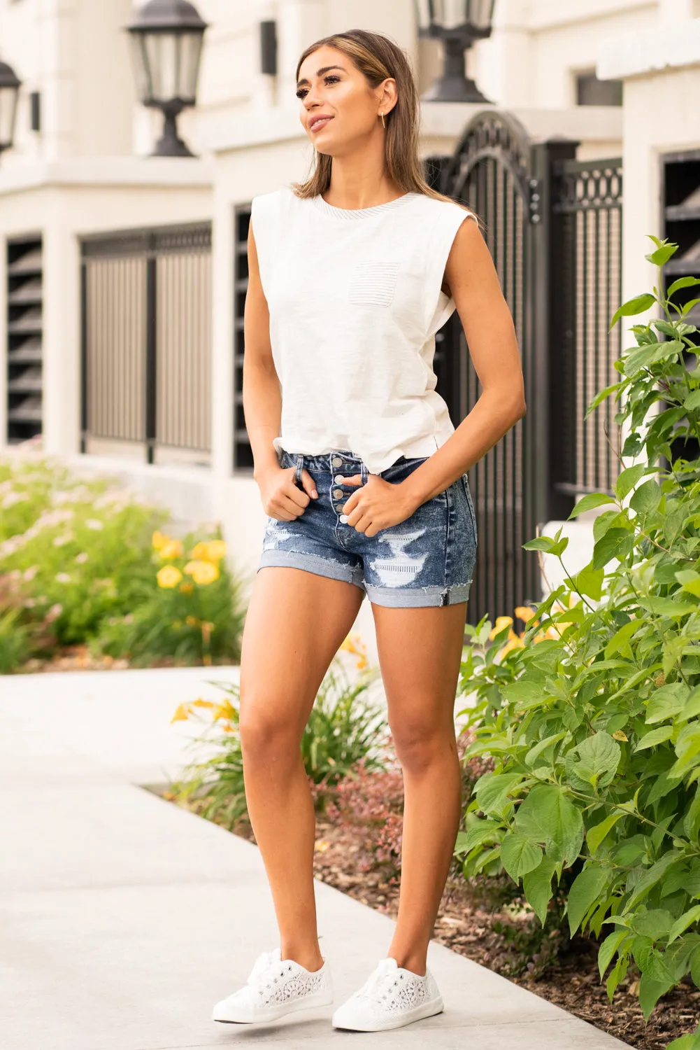 Honey High Rise Pin Striped Shorts