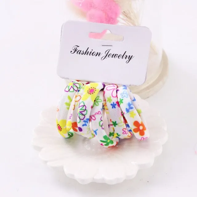 Hot Sale 6PCS/Lot Girls Cute Color Hair Band Pink Print Dot Lovely Elastic Headband Good Quality Hair Holder Accessories Tie Gum