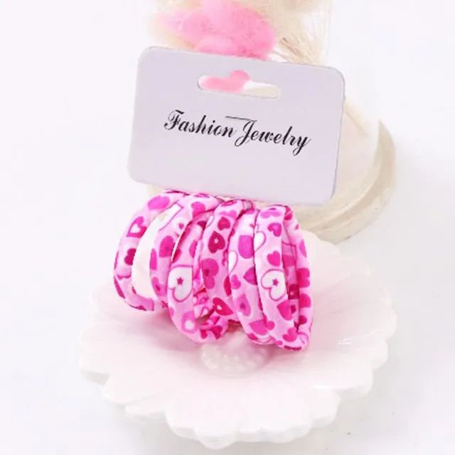 Hot Sale 6PCS/Lot Girls Cute Color Hair Band Pink Print Dot Lovely Elastic Headband Good Quality Hair Holder Accessories Tie Gum